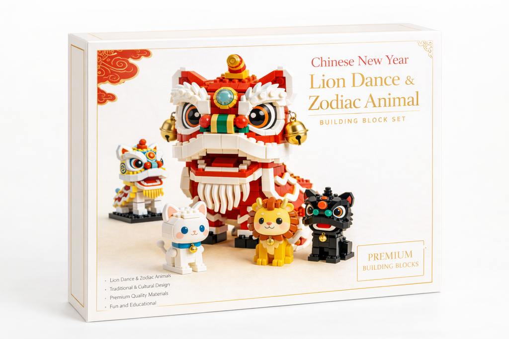 Chinese New Year Lion Dance and Zodiac Animal Building Block Set