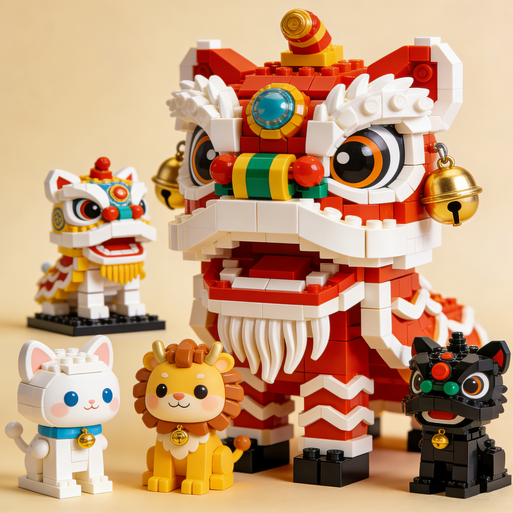 Chinese New Year Lion Dance and Zodiac Animal Building Block Set